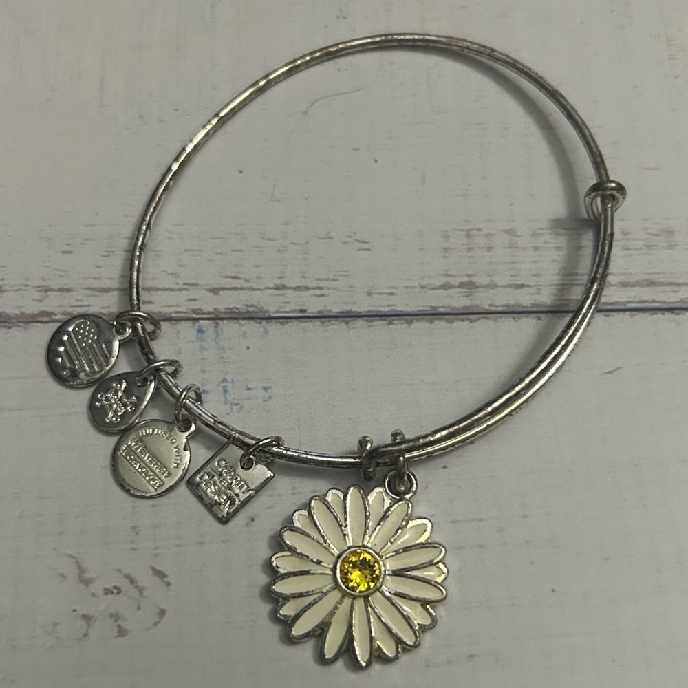 Alex and Ani Silver Daisy Charm Bracelet